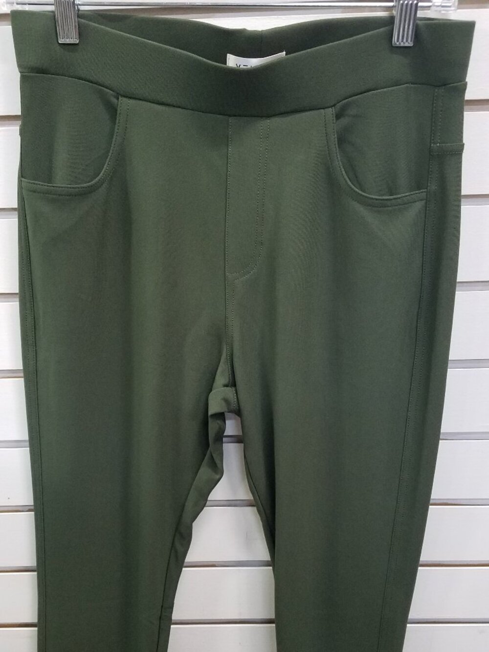 Green dressy pocketed ponte pant